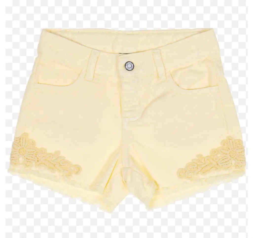 SHORT FEMININO EM TECIDO BRIM AMARELO 